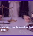 El Impacto de los Agentes de IA en el Sector Jurídico en España 2026: De la Tecnología a la Estrategia Imagen de portada con temática legal y tecnológica: una balanza de la justicia en primer plano y un mazo judicial al fondo, con una persona trabajando desenfocada detrás. Sobre la imagen hay un diseño de circuitos digitales en tonos verdes y morados. En la esquina superior izquierda aparece el logo de Deduce Data Solutions. Texto superpuesto: “Agentes de IA en los Despachos Jurídicos en España 2026”.