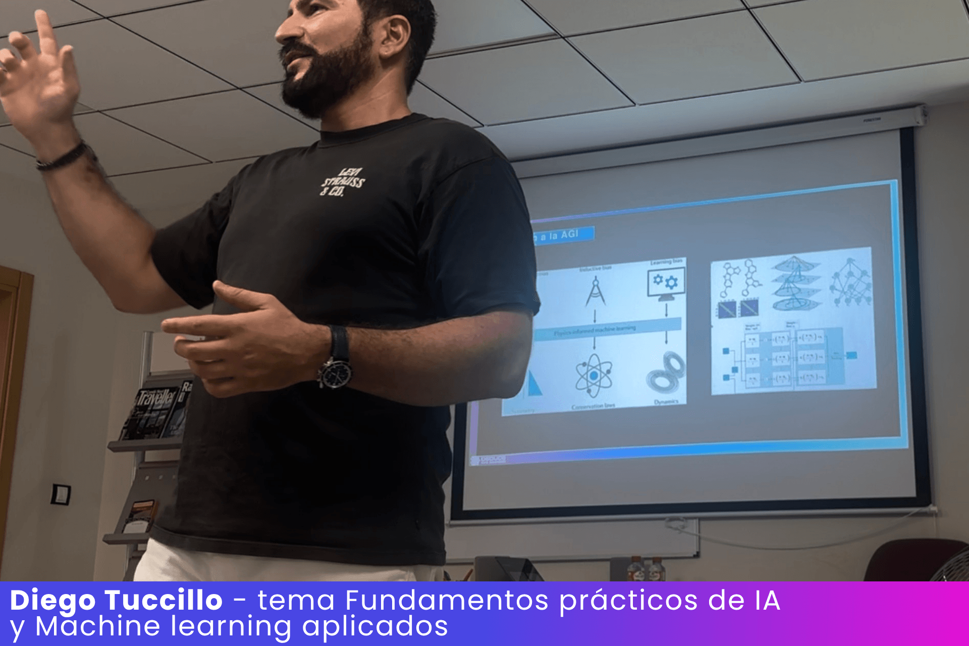 Diego Tuccillo explicando fundamentos prácticos de IA y machine learning aplicados en el curso