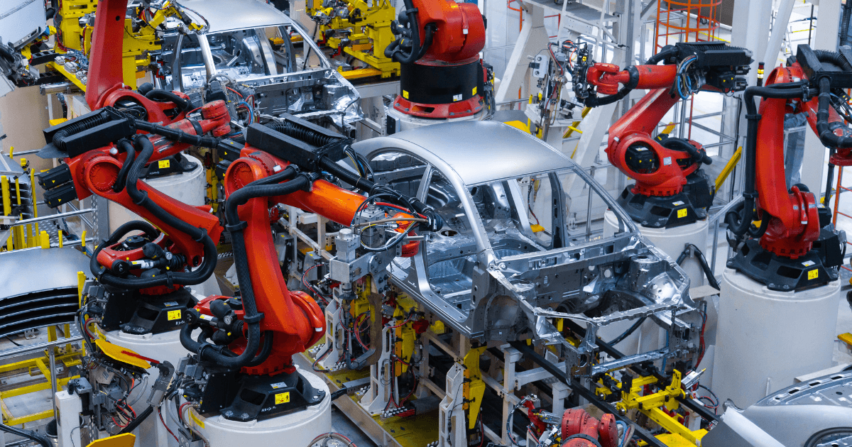 Robots de soldadura en una línea de carrocerías, el tipo de planta que opta a las ayudas IGAPE de automoción
